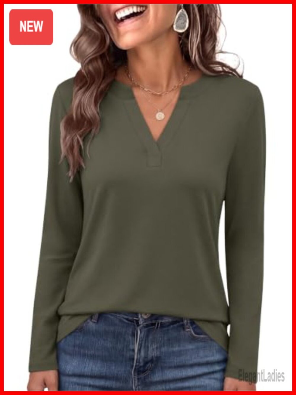 Womens Long Sleeve V Neck Tunic Top Business Casual Work Blouse